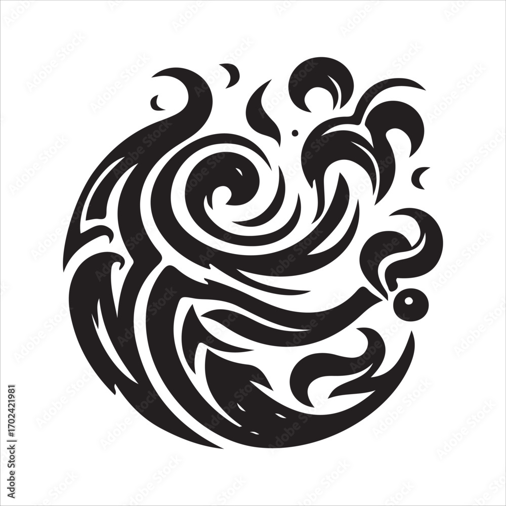 Fototapeta premium Smoke vector art logo design black and white