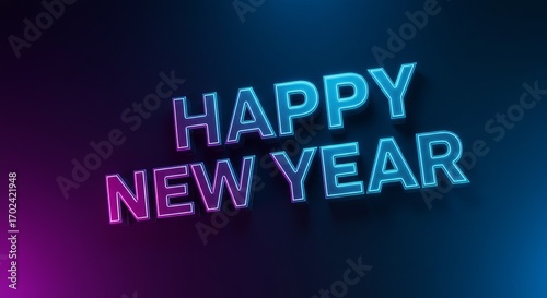 Futuristic chrome 3D  Happy New Year