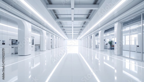 Bright and Minimalist Modern Interior of a Clean Room Environment