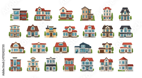 Collection of diverse architectural home styles and building designs