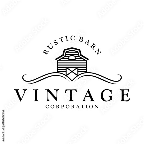 elegant barn logo icon vector in vintage style design