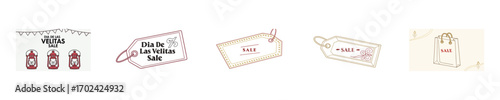 Dia de las Velitas Sale banners lanterns tags shopping bag vector