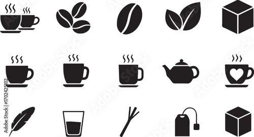Coffee And Tea Icons Set coffee cup tea cup