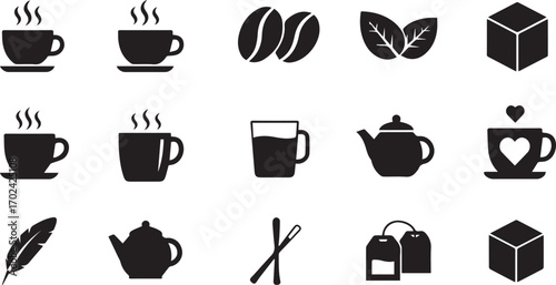 Coffee And Tea Icons Collection coffee cup tea cup