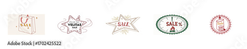 Dia de las Velitas sale icons with shopping bag star clock candle vector