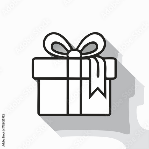 Gift Box Icon A Simple Black and White Outline for Celebrations and Presents