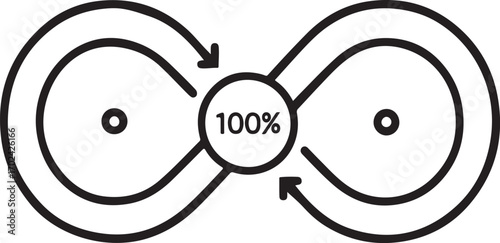 Full Circle Business Process Cycle Icon, Sustainable Growth and Workflow Symbol 