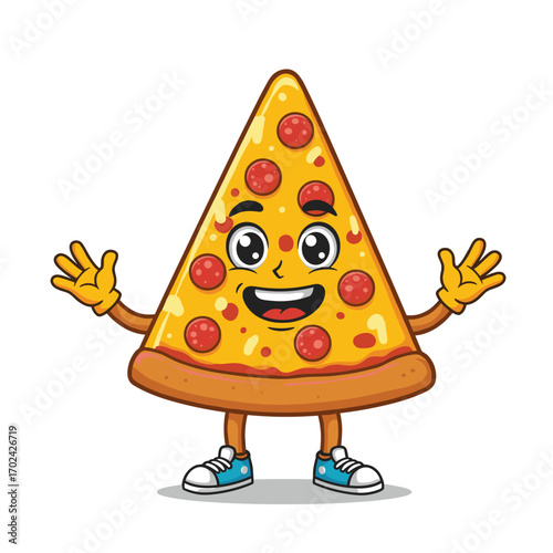 a vector of a cute cartoon pizza