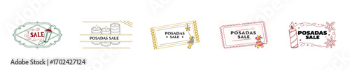 Posadas sale banners with candles pinata festive decorations christmas holiday