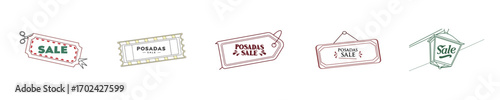 Sale tags labels with text Posadas Sale discount