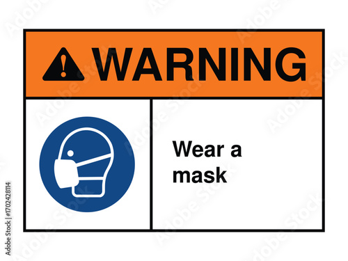 Wear a Mask Safety Sign – Respiratory Protection Symbol for Infectious Control, Industrial Hygiene, Public Health Compliance – High-Quality Vectorial Image