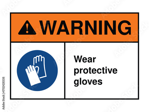 Wear Protective Gloves Safety Sign – Hand Protection Symbol for Hazardous Work Environments, Industrial Zones, Laboratory Compliance – High-Quality Vectorial Image