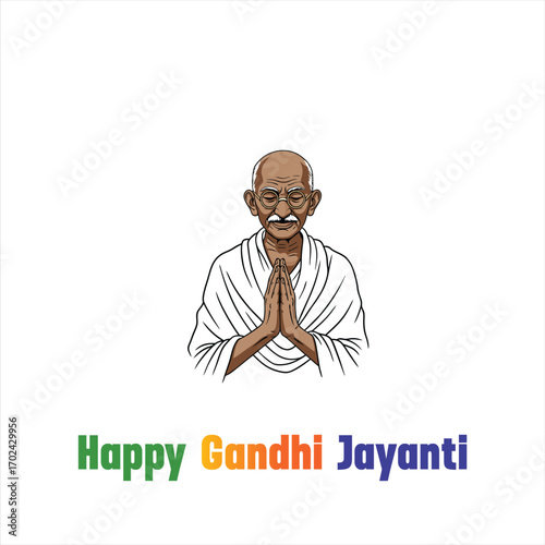 Happy Gandhi Jayanti 2 October vectorof Mahatma Gandhi  Remembering the Man Who United a Nation with the Power of Non-Violence