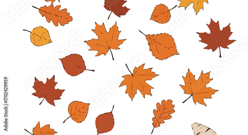 Of autumn leaves collection in orange and brown