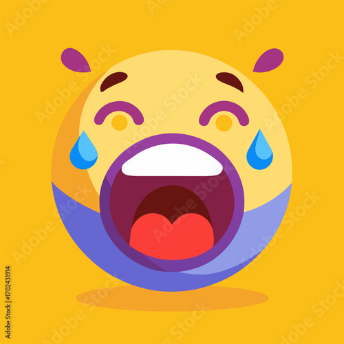 Emoticon face crying tears of sadness expressing distress emotion icon symbol object