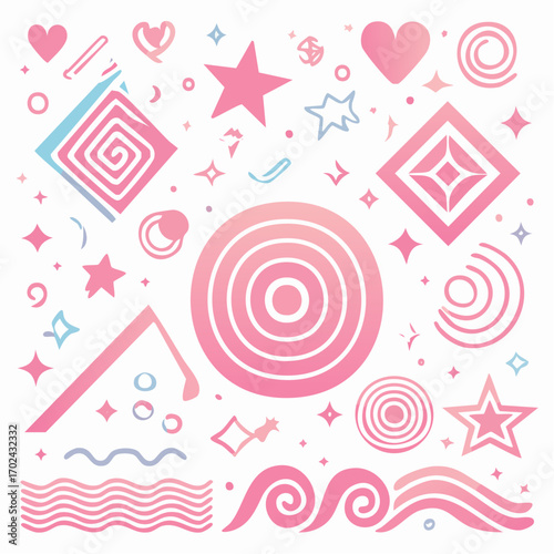 Multicolor abstract seamless pattern vibrant shapes and geometric dot patterns trendy design 90s
1