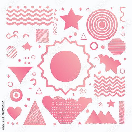 Multicolor abstract seamless pattern vibrant shapes and geometric dot patterns trendy design 90s
4