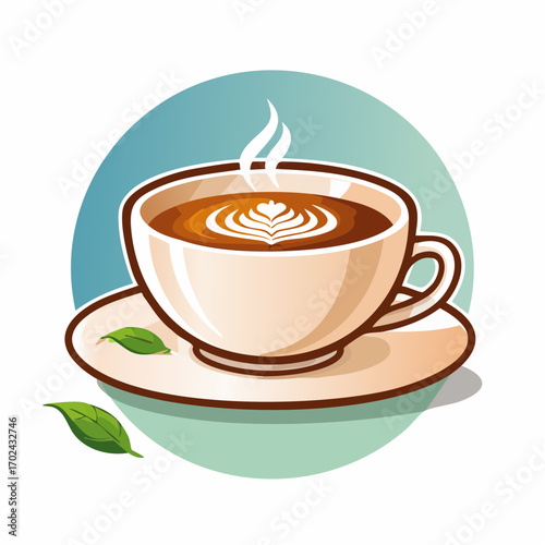 Aromatic Latte Art in a Cozy Cup and Saucer