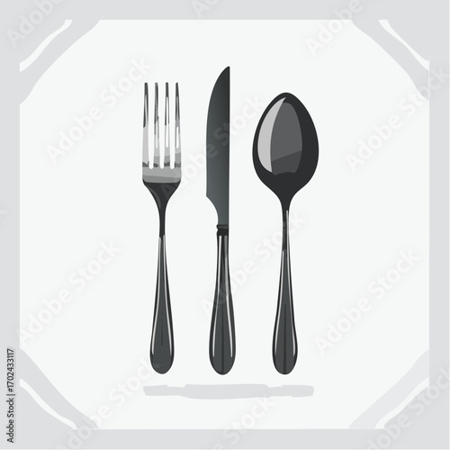 Elegant Cutlery Set Fork Knife and Spoon Arrangement for Dining