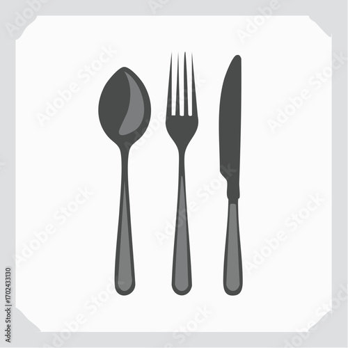Simple Cutlery Set Spoon Fork and Knife Arrangement on Display