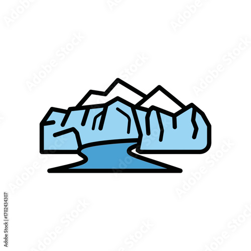 Melting iceberg floats in arctic waters illustration