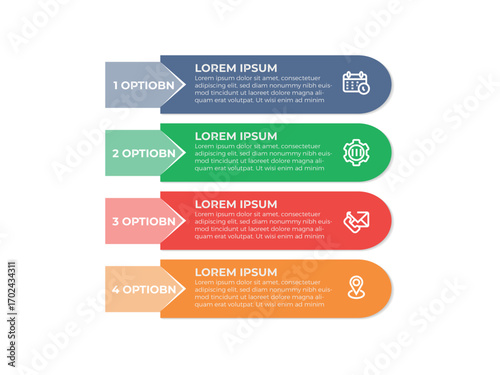 Business infographics template. timeline with 4 steps, options. can be used for workflow diagram, info chart, web design. vector illustration.