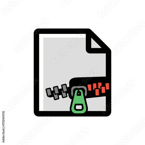 Document icon compresses data through zipper closure graphic