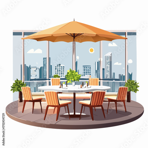 Rooftop Dining with City Views An Elegant Outdoor Restaurant Scene