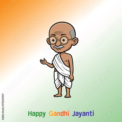 Gandhi Jayanti Vector Illustration caricature,Tribute to the Apostle of Peace Who Guided a Nation With Non-Violence and Truth