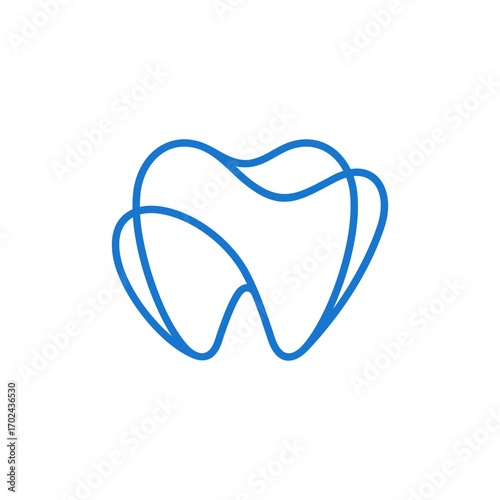 Simple and minimal tooth logo in blue line, dental care and healthy logo