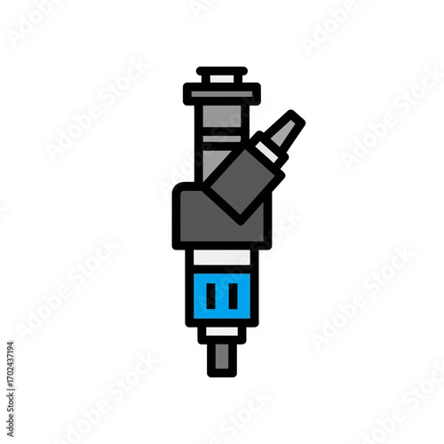 Fuel injector sprays fuel engine automotive schematic detail