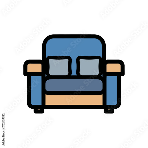 Blue sofa cushions offer relaxation indoors furniture decor