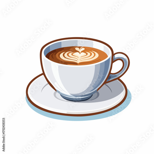 Latte Art in a White Cup and Saucer