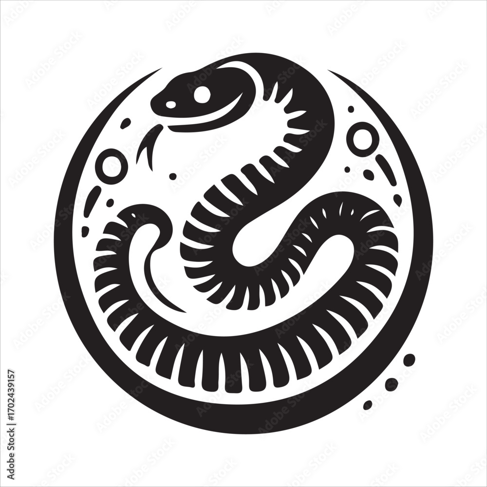 Fototapeta premium Snake vector art logo design black and white