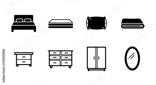 Black and White Furniture Icons Set
