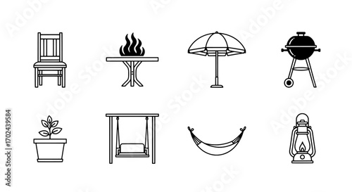 Icons Representing Backyard Activities and Relaxation