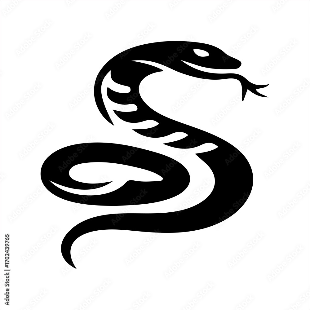 Naklejka premium Snake vector art logo design black and white
