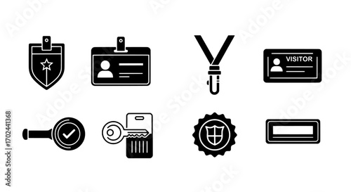 Security Access Icons Identification Badges and Access Control Elements