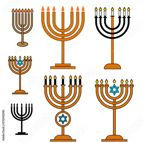Jewish Menorah Icons: A Collection of Jewish Ritual and Symbols