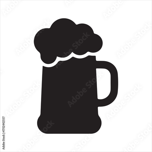 beer mug icon silhouette vector with white background