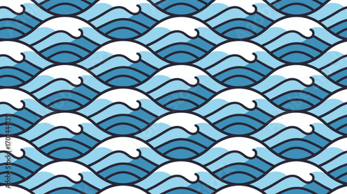Abstract wave pattern in blue tones with smooth contours  