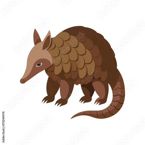 Cute cartoon armadillo isolated on white background
