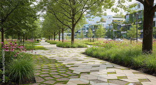 Public Parks Designed with Permeable Paving to Manage Rainwater Runoff