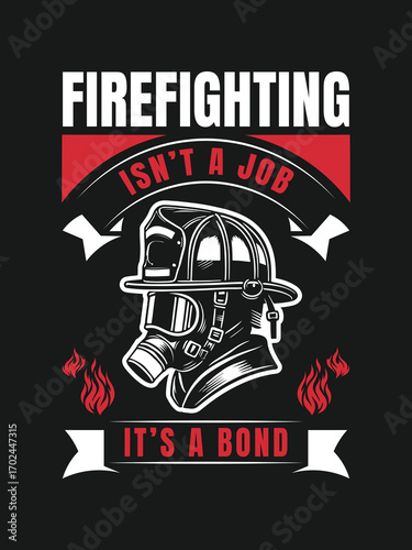 Firefighter brotherhood design symbolizing courage and teamwork.
