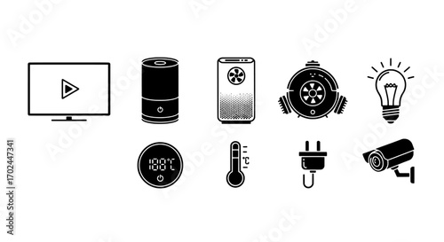 Smart Home Devices Line Icons for Modern Technology