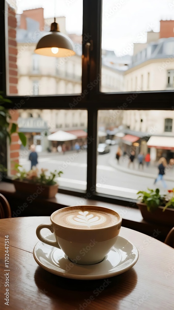 Obraz premium Coffee by the window in a cafe