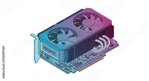 Modern Graphics Card with Dual Fans and Heat Sink.