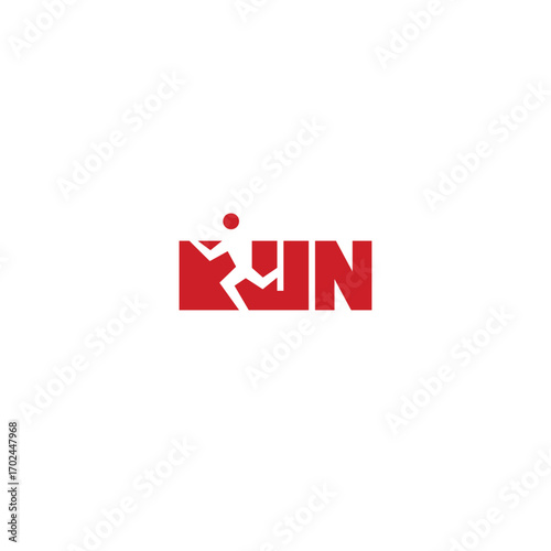 Run letters negative space logo.