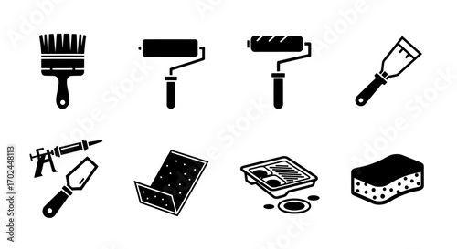 Painting Tools Collection Essential Equipment for Home Improvement Projects