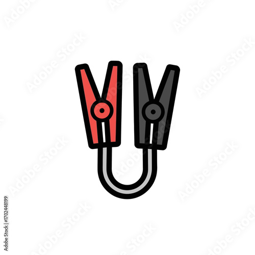 Jumper cables conduct electricity on plain background automotive tool